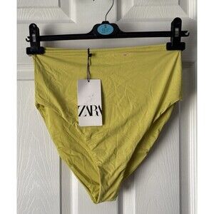 ZARA bikini High-waist size Large 2856 049 Olive Green Yellow